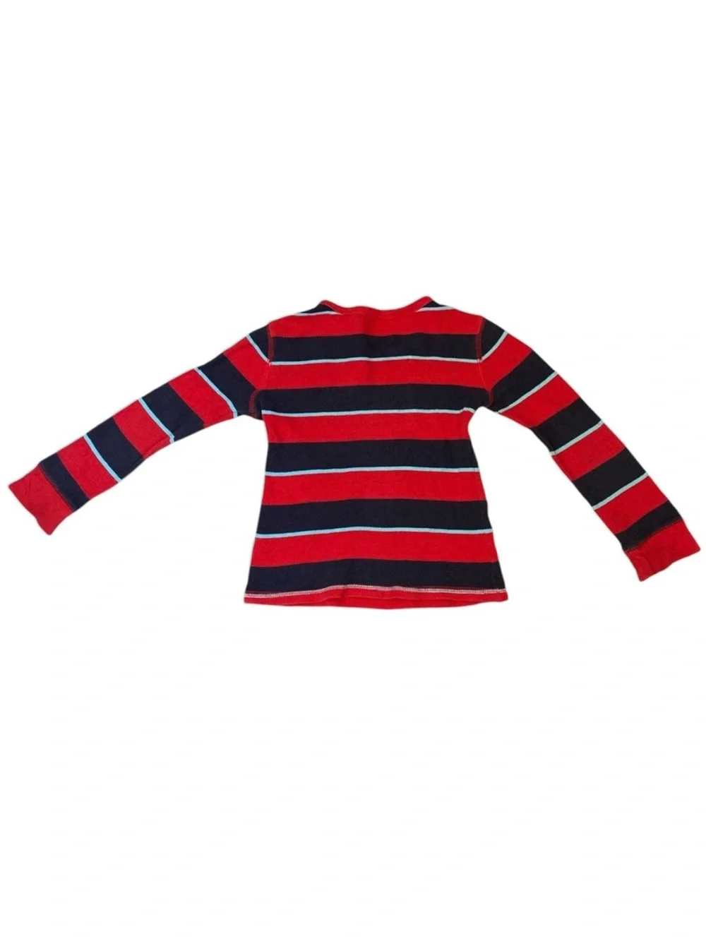 OshKosh B’gosh Boys Size 5 Red Navy Striped Thermal Shirt Long Sleeve Cotton